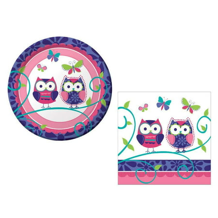 Owl Pal 16 Guest Party Supply Bundle (2 Items) - Dessert Plates & Napkins