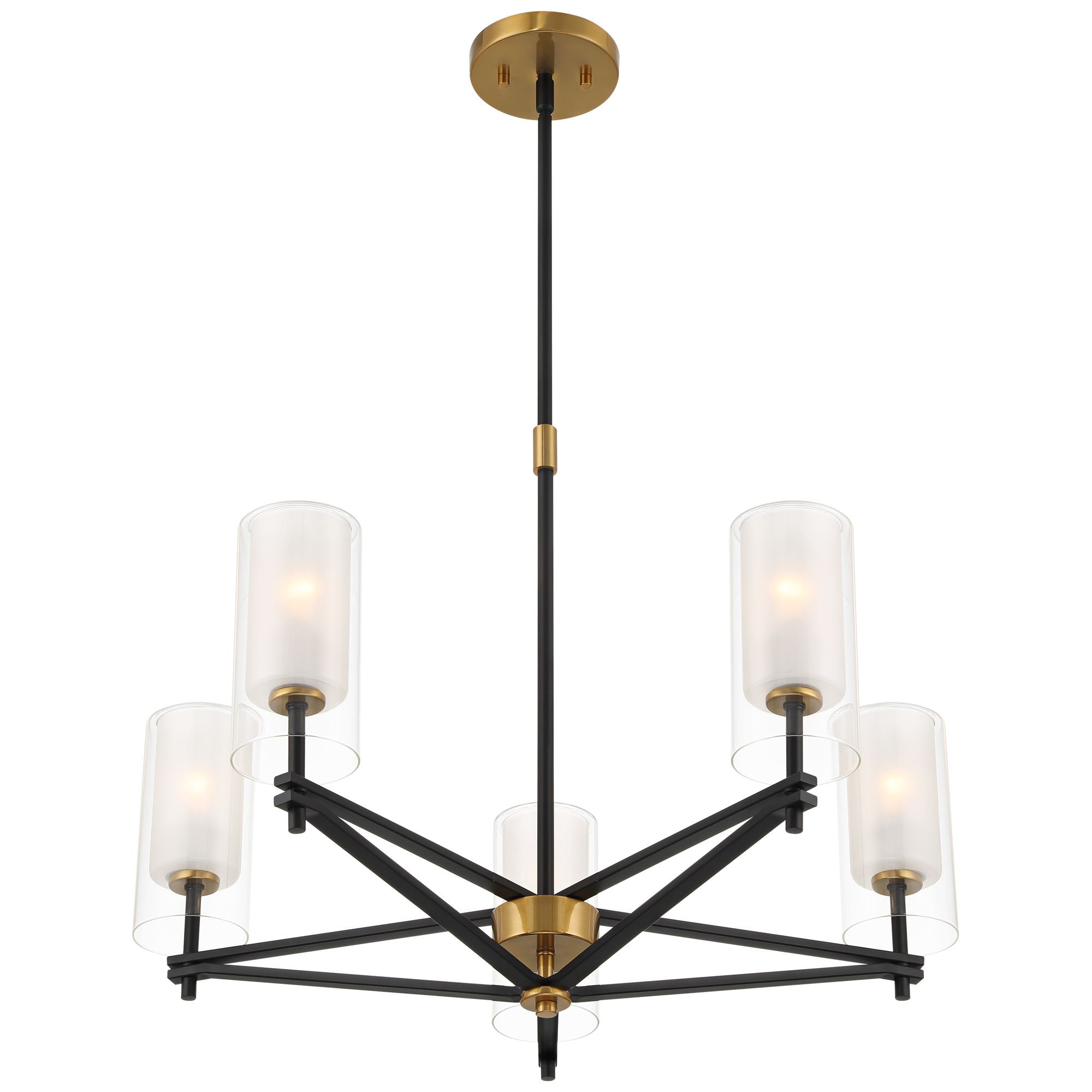 Possini Euro Design Nyack 25" Modern Pendant Chandelier Ceiling Light Fixture Dining Room Over Table Open Frame 5-Light Black Gold Finish