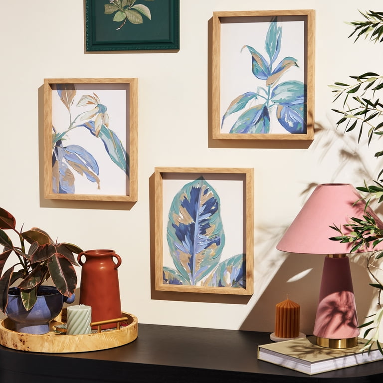 Beautiful Blue Spring Leaf 3-Piece Framed Botanical Wall Art Set photo 3