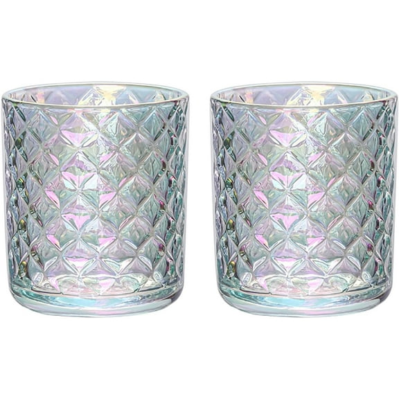 NANAHuang 2 Pcs Exquisite Embossed Glass Tumbler Cup,Toothbrush Holder, Bathroom Cups, 12 Oz