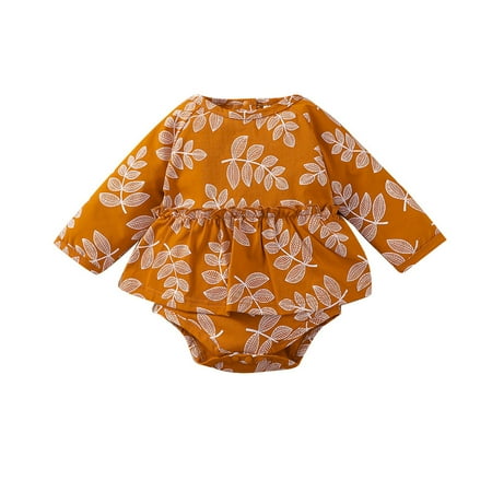 

ZMHEGW Baby Girls Long Sleeve Print Bodysuit Skirt Romper Jumpsuit for 0-12M