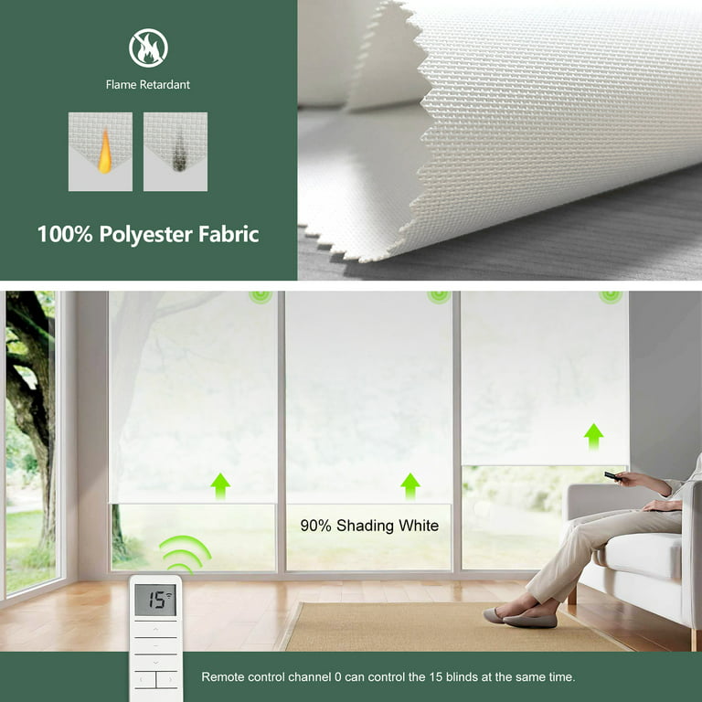 Persilux Solar Roller Shades Blinds for Windows (23 W x 72 H, Off White) Flame Retardant, Light Filtering UV Protection Custom Sheer Shades for