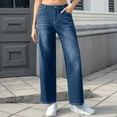 thumbnail image 2 of Kilaqueen Womens Jeans Elastic Waist Sraight Leg Stretchy Trendy Denim Pants Casual Classic Fit Boyfriend Pants, 2 of 9