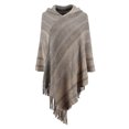 thumbnail image 1 of Drppepioner Été Femmes Décontracté Chaud Cape à Franges Châle Tricoté Foulard Rayée Chandail à Enfiler Hauts Kaki, 1 of 1