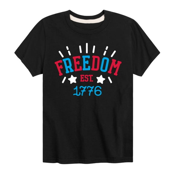 Instant Message - 4th of July - Freedom Est 1776 - Toddler & Youth Short Sleeve Graphic T-Shirt