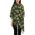 thumbnail image 4 of Cauagu Light Green Excavator Print Women Wrap Shawl tassels Scarves Retro Scarf 77.6"X28.3", 4 of 8