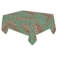 thumbnail image 2 of MYPOP Green Indian Paisley Floral Cotton Linen Tablecloth Set 60x84 Inches - Beautiful Flower Desk Table Cloth Cover for Holiday Party Decoration, 2 of 6