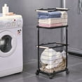 thumbnail image 6 of golytefs 2 Tier Laundry Cart with Wheels Rolling Laundry Basket Laundry Hamper Trolley, 6 of 9