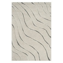 SAFAVIEH Florida Tabitha Geometric Waves Shag Runner Rug, Cream/Grey, 2'3" x 7'