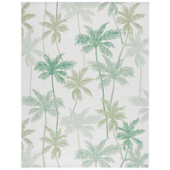 SAFAVIEH Courtyard Jaden Botanical Indoor/Outdoor Area Rug, Ivory/Green, 9' x 12'