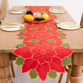 thumbnail image 3 of Groomer Christmas flower table runner,Creative Xmas Floral-Shaped Table Cloth for Tabletop Decorative,for Home Family Festival Holiday Party Table Decor, 3 of 8