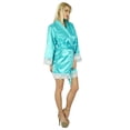 thumbnail image 3 of Bimba Women Kimono Sleeve Satin Short Robe Bride Bridesmaid Lace Robes Coverup, 3 of 6