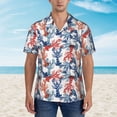 thumbnail image 2 of Pofeuu Red Lobster Print Hawaiian Shirt for Men Sleeves Casual Button Down Summer Beach Dress Shirts T-Shirts,XX-Large, 2 of 7