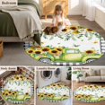 thumbnail image 5 of Round Area Rug 4 Ft, Sunflowers Washable Non-Slip Circle Carpet for Living Room/Bedroom, Spring Farmhouse Country Truck Floral Black Plaid Low-Profile Crawling Mats Collection Rugs for Indoor, 5 of 7