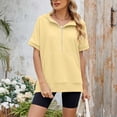 thumbnail image 5 of MEZZALL Women Solid Color Hoodies Sweatshirts Loose Zipper Pockets Short Sleeved Tops Basic Daily Outdoor Breathable Travel, 5 of 8