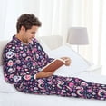 thumbnail image 6 of Salouo cute Skull rainbow mushroom Print Button-Front Long Sleeve Pajama Set for Men, Soft 2Pjs Men's Long Sleeve Sleepwear-Medium, 6 of 7