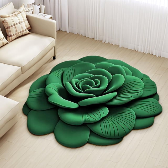 Feltree 3D Floral Print Non-Slip Soft Area Mat 24x24 Inch for Living Room Bedroom Entryway Home Decor