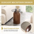 thumbnail image 6 of JUFU Nesting Coffee Table Set of 3, Round Glass Coffee Table Set, Modern Living Room Table for Small Space, Wood Grain Base, 6 of 8