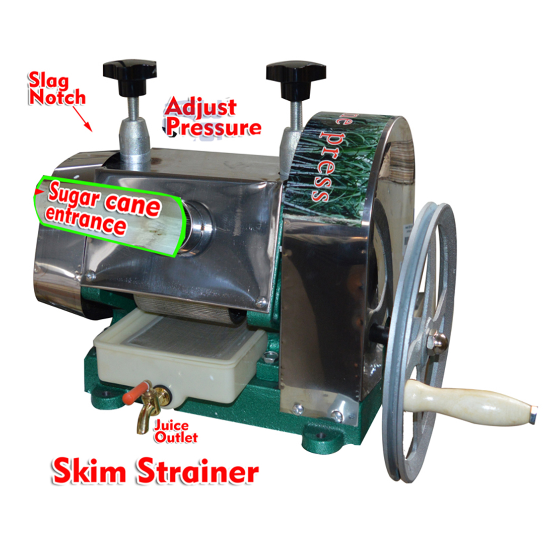 INTBUYING Manual Sugarcane Juice Extractor Sugar Cane Ginger Juicer with 2 Knives Output 110-330LB/H