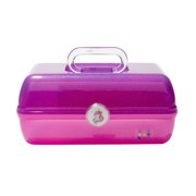 Claire's Exclusive - Caboodles Makeup Case, On-The-Go Girl Travel Cosmetic Organizer with Mirror, Purple & Pink Jelly Sparkle with Sparkle Handle & Unicorn Latch: 8.0 x 12.83 x 5.94 Inches