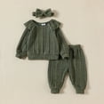 thumbnail image 2 of Durtebeua Baby Girls Fall Winter Clothes Long Sleeve Tops Pants Set Baby Girls Fall Clothes Set Z29-Green,18-24 Months, 2 of 5