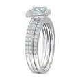 thumbnail image 5 of 1.33 Carat (Ctw) Aquamarine and Lab-Created White Sapphire Engagement Ring & Wedding Band Set Sterling Silver for Women, 5 of 6