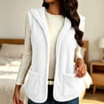 thumbnail image 2 of Oksale Hooded Fleece Vest for Women Sleeveless Jackets with Pockets Open Front Mid Length Jacket Warm Winter Vests Soft Cozy Drawstring Outwear White 3XL, 2 of 10