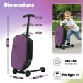 thumbnail image 6 of Advwin Scooter Luggage for Kids & Adults, Hardside Ride on Suitcase for Kids Ages 4-15 Multifunctional Lightweight Foldable Carry on Luggage with Wheels Ride on for Children Teenagers, Purple, 6 of 10