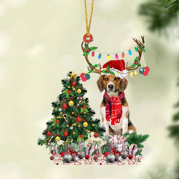 Acrylic 2D FLAT Beagle 2-Christmas Tree Gift Hanging Ornament