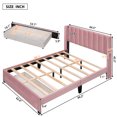 thumbnail image 7 of Gewnee Queen Size Velvet Platform Bed with Upholstered Headboard and Storage Drawer,Pink, 7 of 7