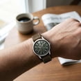 thumbnail image 5 of Carribean Joe Men's Analog Watch, 42.5mm Silver-Tone Round Case, Dark Green Dial with Faux Subdials, Brown Vegan Leather Strap, Quartz Battery Movement, 5 of 6