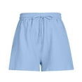 thumbnail image 2 of Ruziyoog Summer Women Shorts Casual Loose Elastic Waist Loose Comfy Drawstring Beach Pockets Solid Pants Sky Blue-a XXXL, 2 of 5
