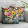 thumbnail image 3 of PHYHOO Watercolor Flower and Hello Spring Stripe Decorative Throw Pillow Covers Square Cushion Cover Romantic Print Toss Throw Pillowcase (Yellow Stripe) White, 3 of 5