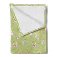 thumbnail image 2 of Hen and Chicks Soft Flannel Fleece Throw Blanket, Cartoon Pattern with Chicken and Rooster, Cozy Plush for Indoor and Outdoor Use, 50" x 70", Green Pink, by Ambesonne, 2 of 5