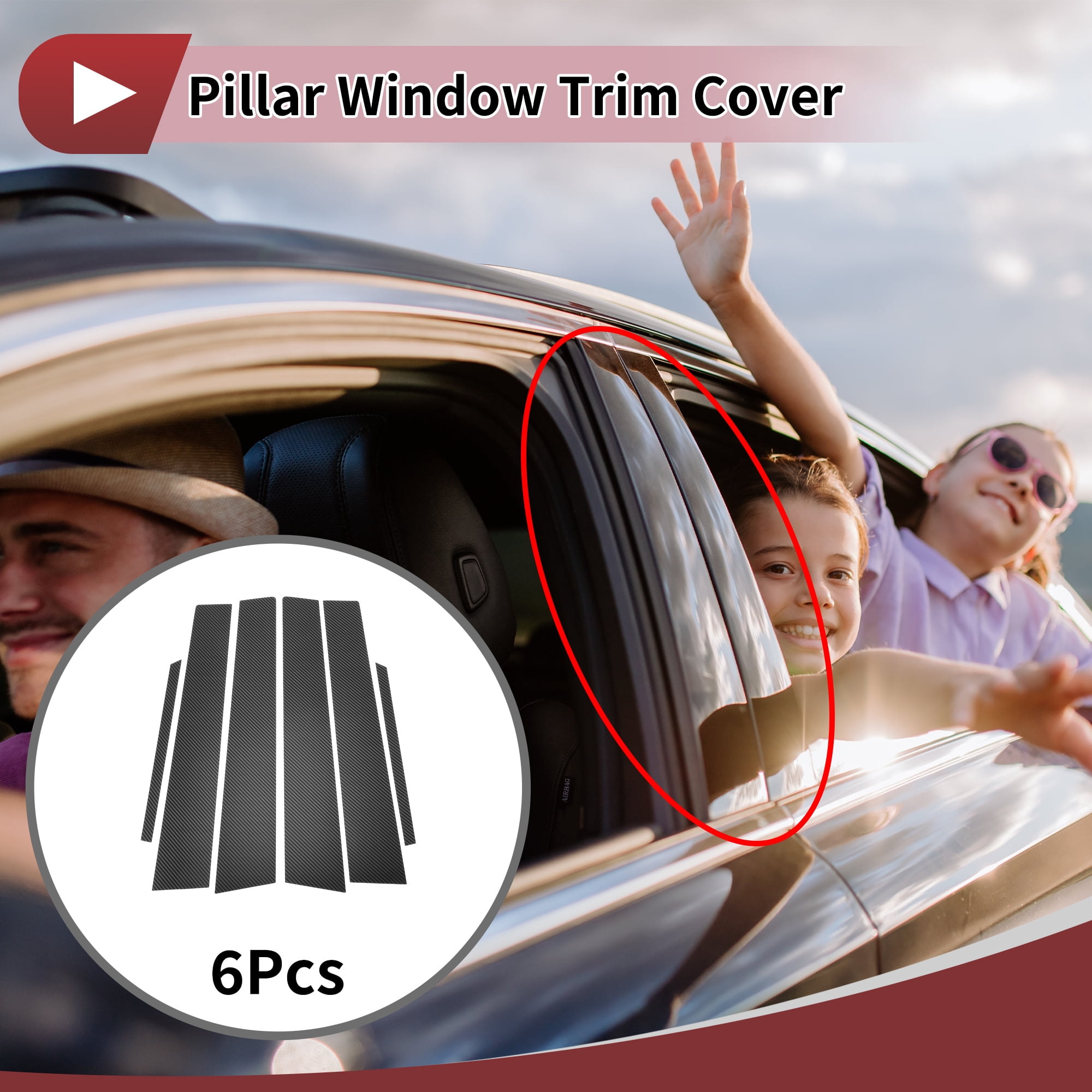 Unique Bargains 6 Pcs Car Door Pillar Window Trim for Toyota Corolla 2007-2013 Light Black