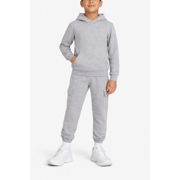 Quad Seven Boys' Fleece Jogger Set - 2 Piece Basic Solid Pullover Hoodie and Sweatpants (Size: 8-18)