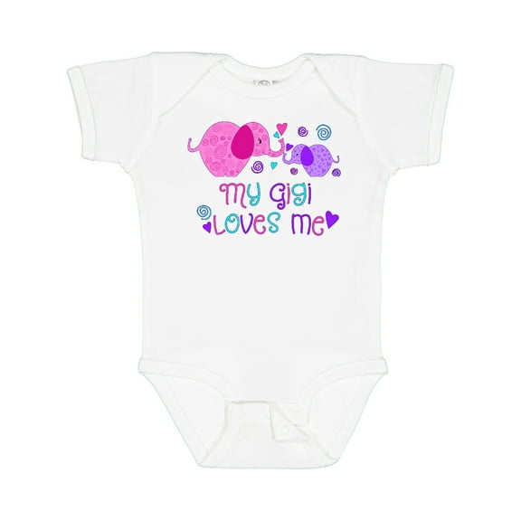 Inktastic My Gigi Loves Me Cute Elephants Boys or Girls Baby Bodysuit