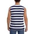 thumbnail image 4 of Balery Navy Blue And White Stripes Men's Sleeveless Muscle Shirts Workout Tank Top, Moisture Wicking, Odor Protection-Medium, 4 of 8