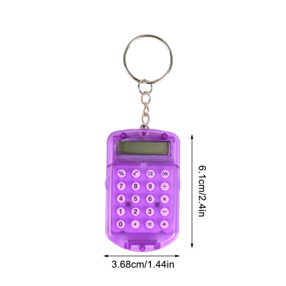 SLYNSHome Mini Pocket Calculator Key Ring Tiny Small Portable Calculator Office Supplies Office Accessories - Purple
