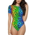 thumbnail image 1 of Fotbe Multicolored Butterflies Body de Mujer con Cuello Redondo y Mangas Cortas, Sin Mangas Ajustado, Suave, Cómodo y Básico-XX-Large, 1 of 7