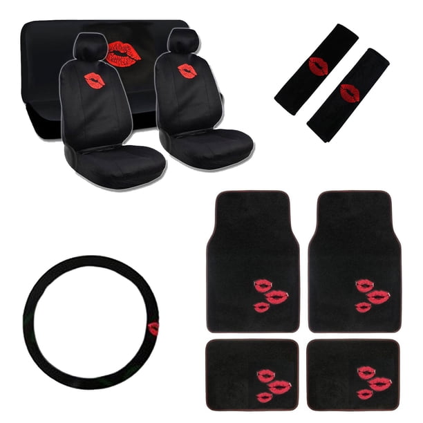 Kiss 4 Pc Carpet Floor Mats And 3 Pc Seat Covers