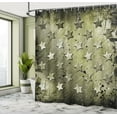 thumbnail image 5 of Ambesonne American Shower Curtain, Grunge Effect Stars, 69"Wx84"L, Olive, 5 of 5