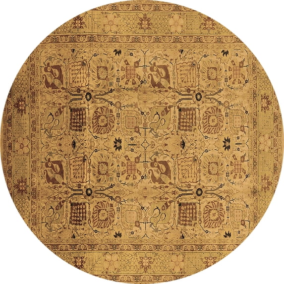 Ahgly Company Indoor Round Oriental Brown Industrial Area Rugs, 3' Round