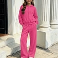 thumbnail image 2 of ITSAME Girls Fleece-Lined Outfit 2-Piece Full Zip Hoodie and Wide Leg Pants Fall Winter Warm Casual Set Size 7, 2 of 9