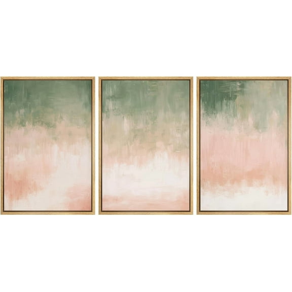 FCCUYE Framed Canvas Print Wall Art Set Vintage Floral Rustic Botanical Illustrations Modern Art Bohemian Nordic Relax/Calm for Living Room, Bedroom, Office - 16"x24"x3 Black