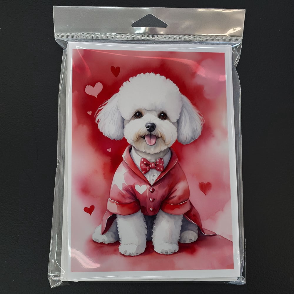 Bichon Frise My Valentine Greeting Cards Pack of 8 7 in x 5 in