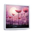 thumbnail image 2 of Designart "Glow of Moonlit Poppies in Pink and Purple Meadow" Floral Framed Wall Art - Pink Poppies Hallway Framed Wall Art Decor, 2 of 6