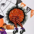thumbnail image 4 of Witch Leg Pendant Halloween Garland, Artificial Halloween Wreath with Polyester Fabric, Plush Doll Home Decoration, Upgraded Version Witch Legs Wreath for Front Door Decoration, 4 of 7