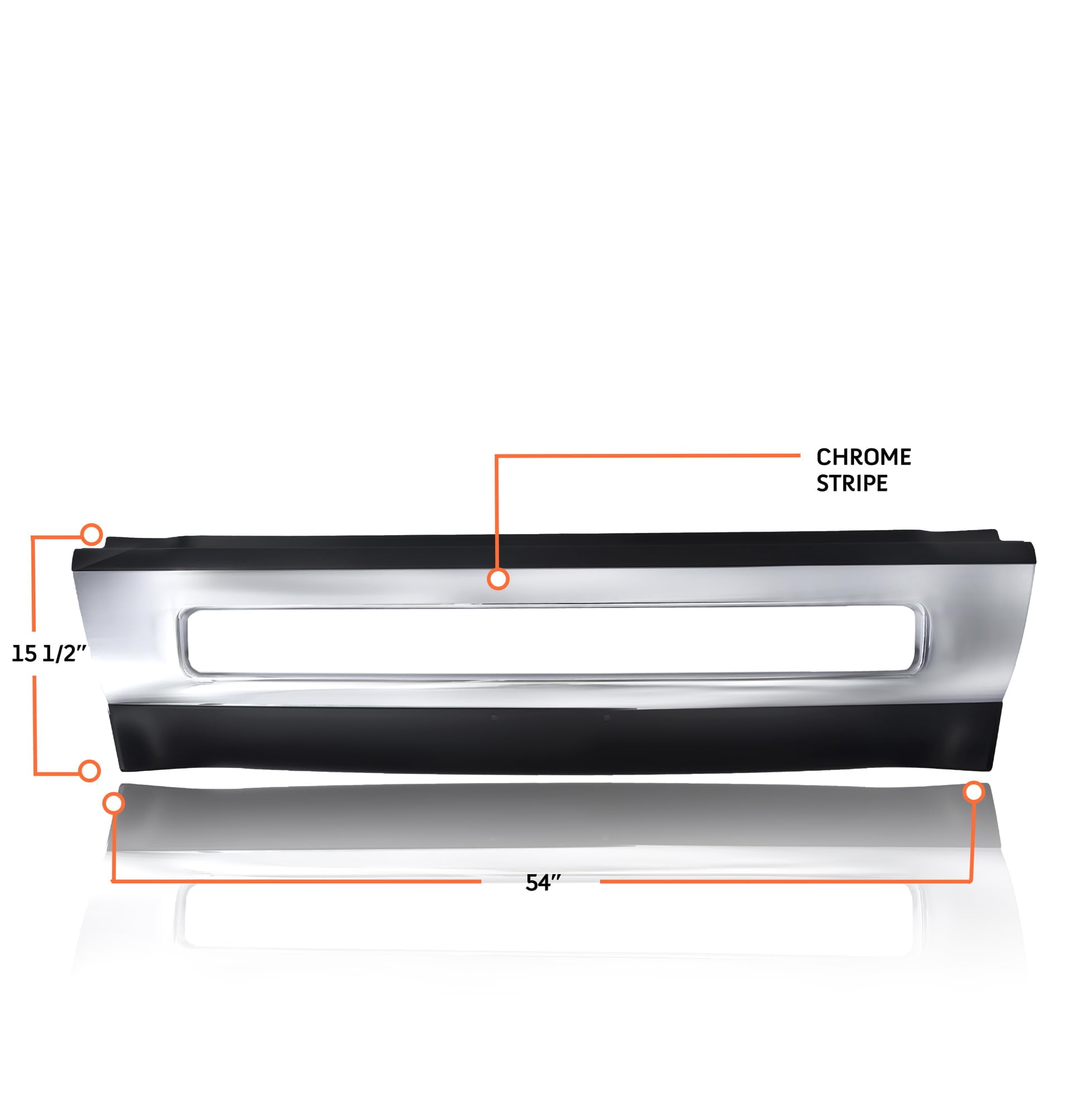 TORQUE Front Center Bumper with Chrome Trim Replacement for 2004-2016 Volvo VNL 300 430 630 670 730 780 Series Semi Trucks (TR004)