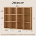 thumbnail image 5 of Jpiziso 12 Cube Storage Organizer 47.72" x 9.45" x 35.98" Bookcases with Closed Back for Home Office, Living Room, Bed Room Natural Oak, 5 of 8
